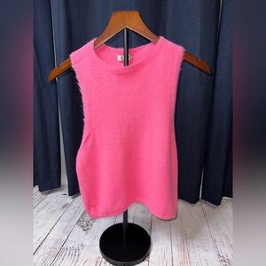 NWT Free People Warm Fluff Crop Sweater Tank Neon Pink Size L